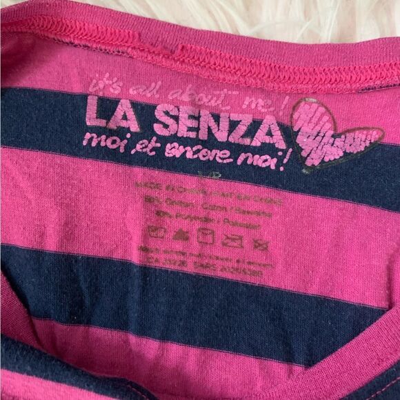 La Senza Vintage Y2K Sequin Pyjama Top Pink and Black Stripe Size Small - Picture 4 of 7